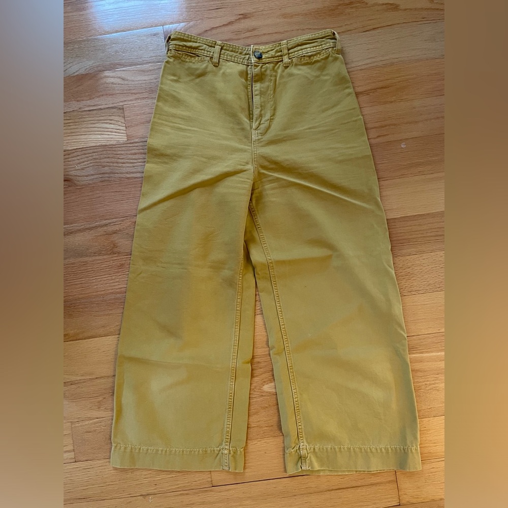 Free people cropped wide leg yellow/mustard pants
